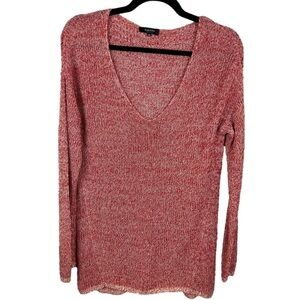 Aritzia Babaton Linen Silk Blend Oversized Red V Neck Sweater XXS
